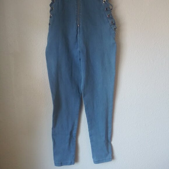 C'est Toi women's size M denim sleeveless jumpsuit - Picture 6 of 16